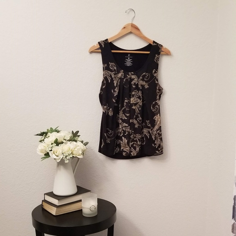 Scroll Print Chiffon Front Top